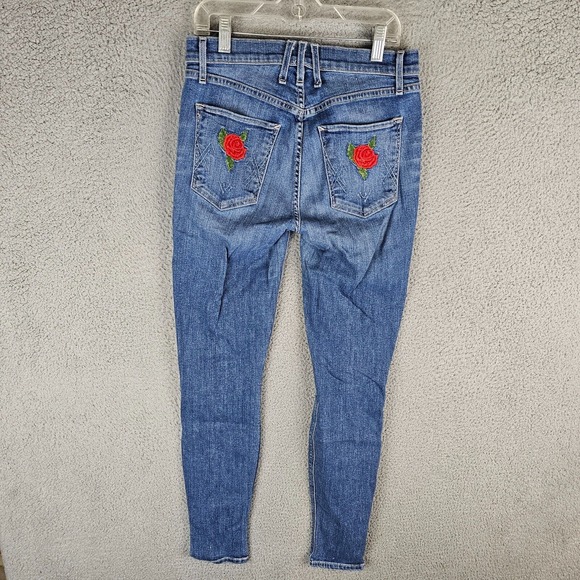 MCGUIRE Made in USA Womens Size 26 Skinny Jeans Rose Embroider - Picture 1 of 13